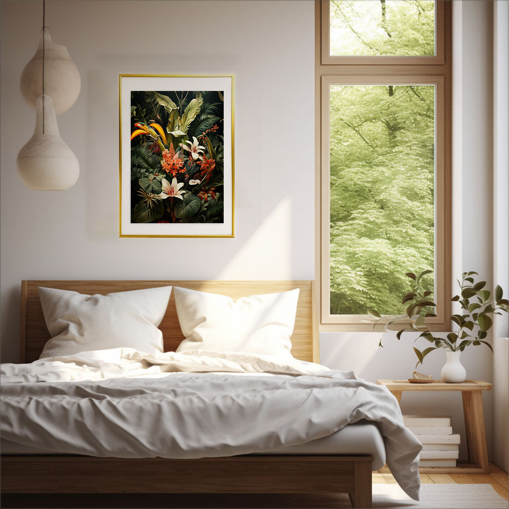 ビカクシダのアートポスター:Eupatorium_makinoi_71df / 北欧_植物__のポスター画像寝室に設置したイメージ