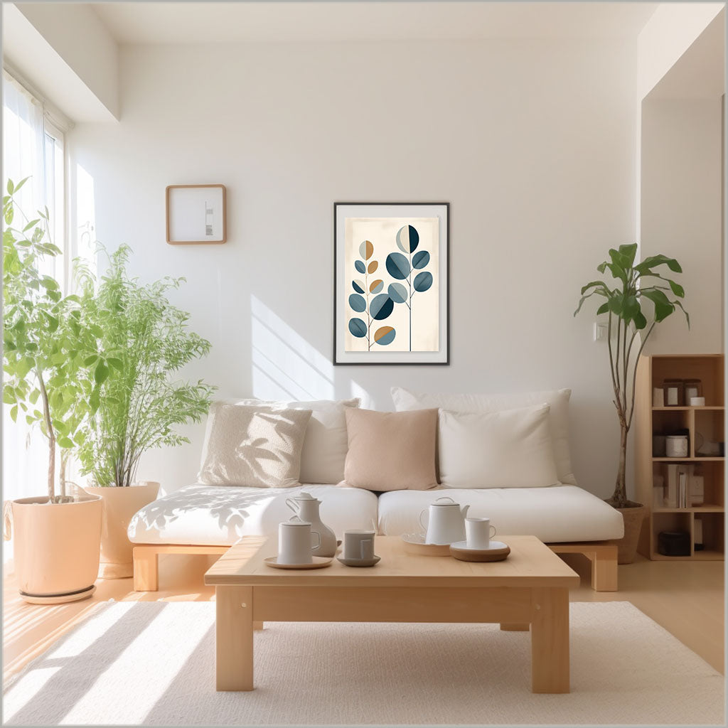 ビカクシダのアートポスター:Eupatorium_makinoi_f703 / 北欧_ポップ_植物__のポスター画像リビングに設置したイメージ