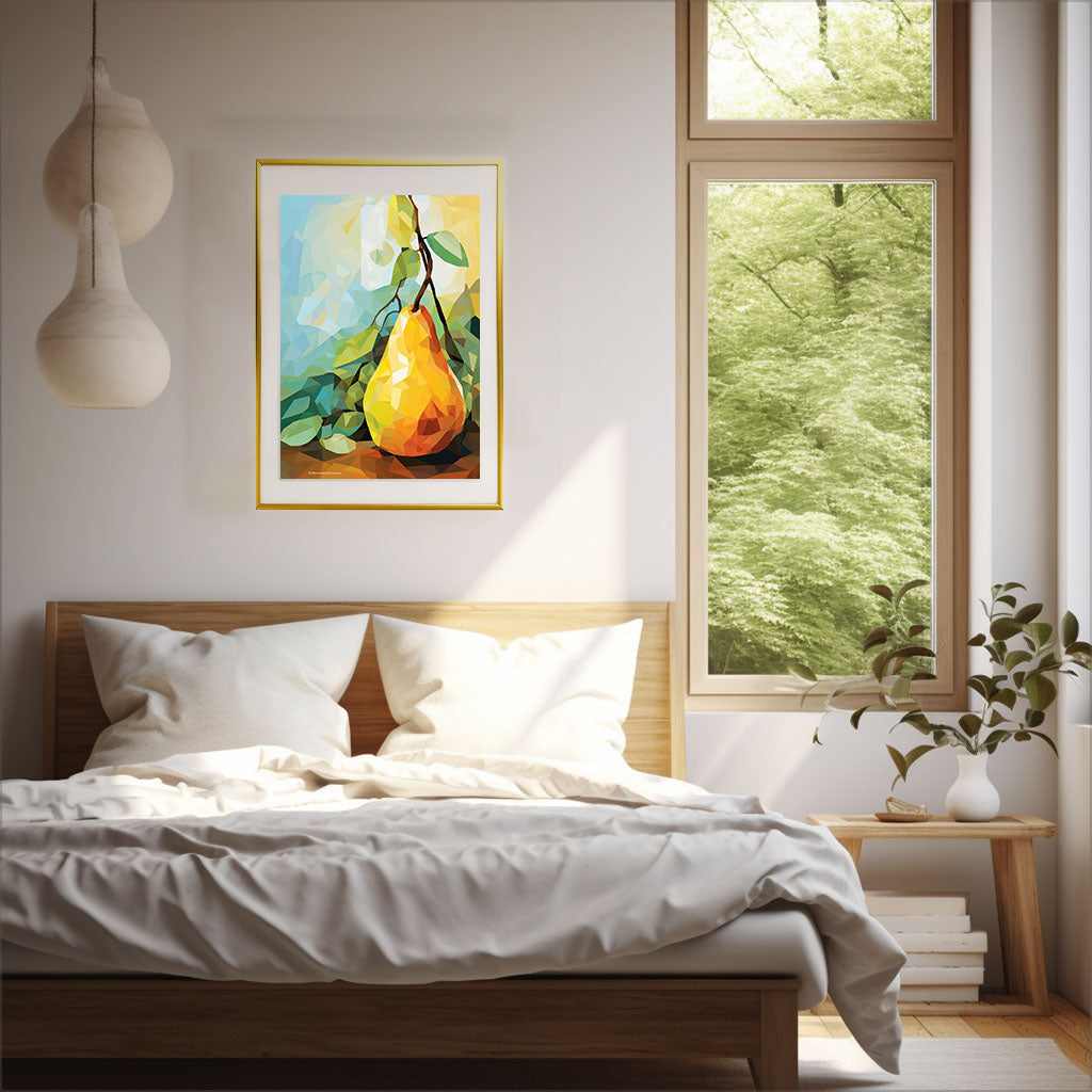 洋梨のアートポスター寝室配置イメージ