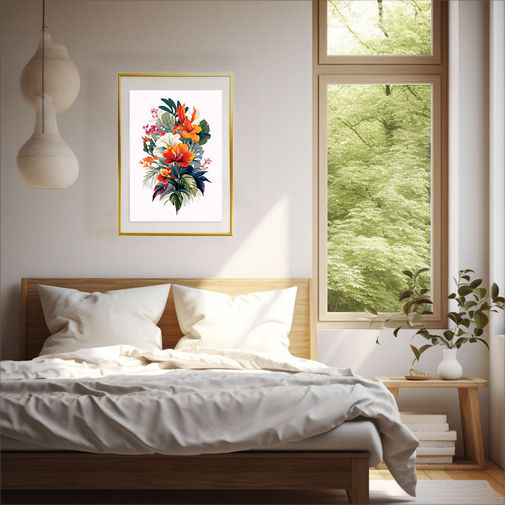 エキゾチックジャングルのアートポスター寝室配置イメージ