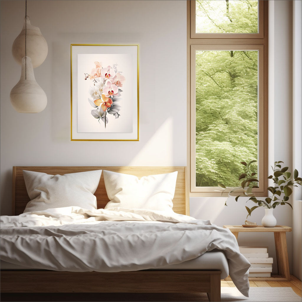 極上のオーキッドガーデンのアートポスター寝室配置イメージ