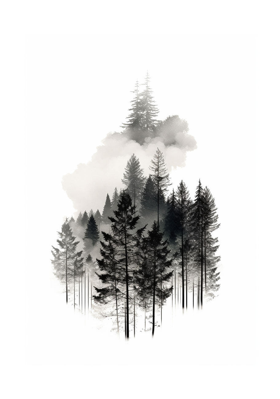 森林の木々のアートポスター原画のみ