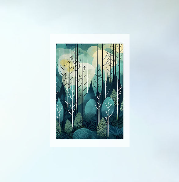 森林の木々のアートポスター原画のみ設置イメージ