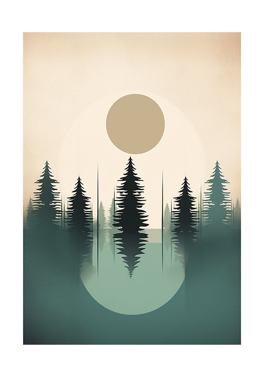 森林の木々のアートポスター原画のみ