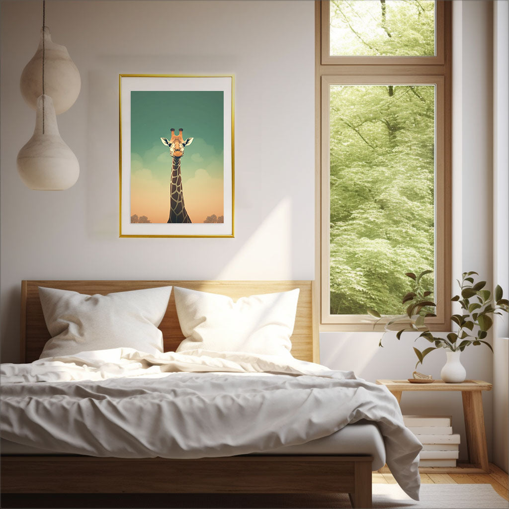 ジェントルキリンのアートポスター寝室配置イメージ