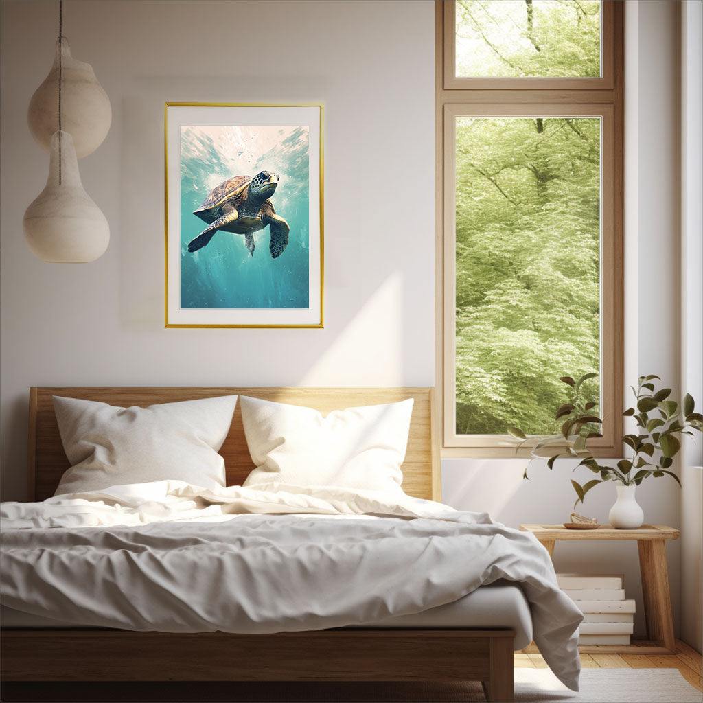 グレースフル スワンのアートポスター寝室配置イメージ