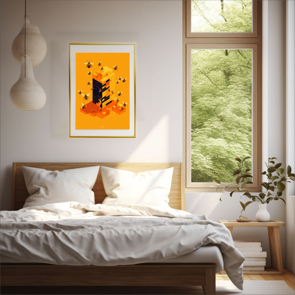 ハーモニアス ビーハイブ（Harmonious Beehiveのアートポスター寝室配置イメージ