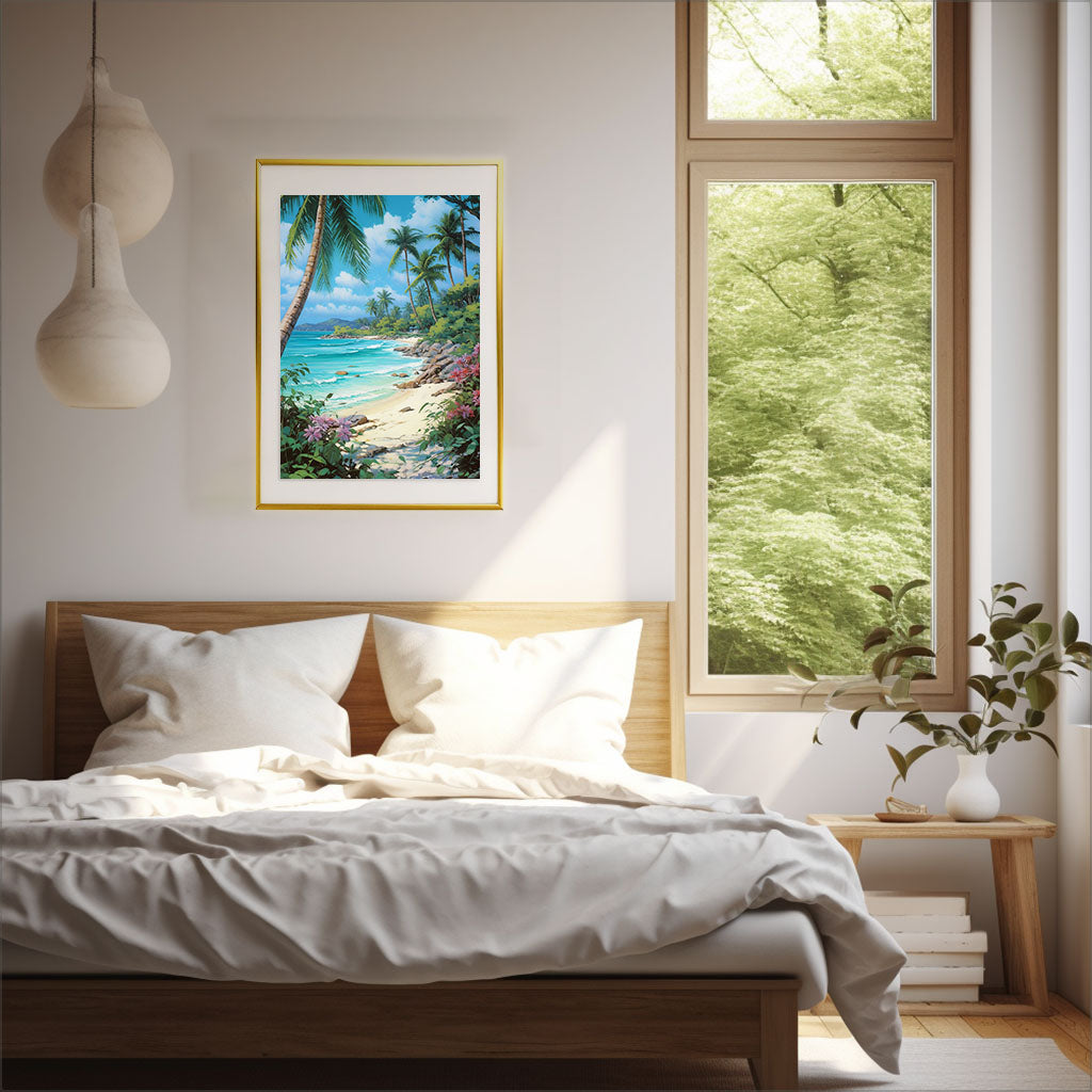 ハワイのアートポスター寝室配置イメージ