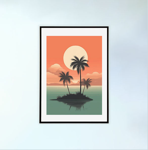 ハワイのアートポスター黒フレームあり