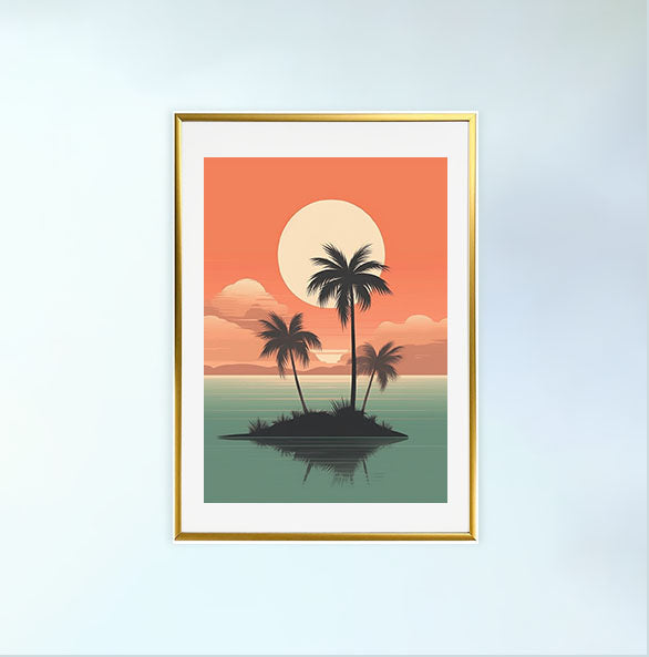 ハワイのアートポスター金フレームあり