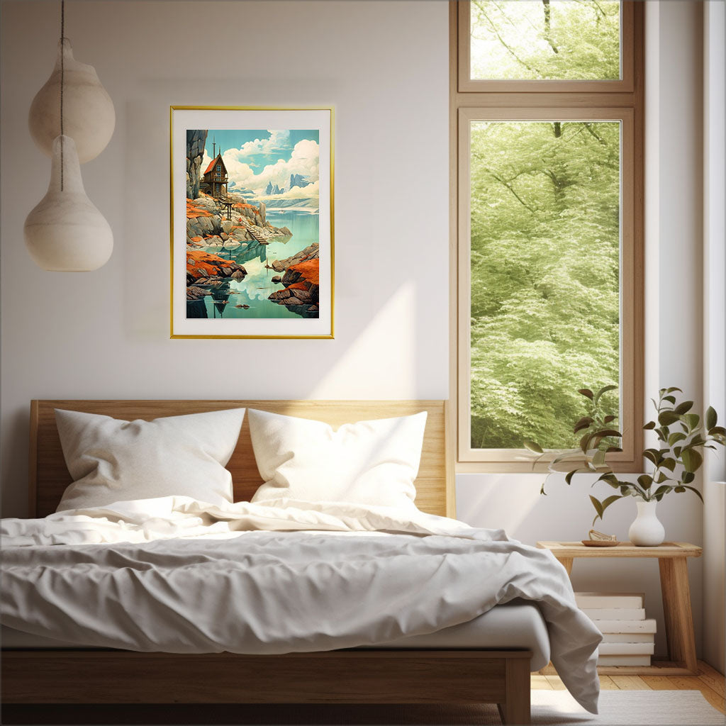 ハイキングの景色のアートポスター寝室配置イメージ