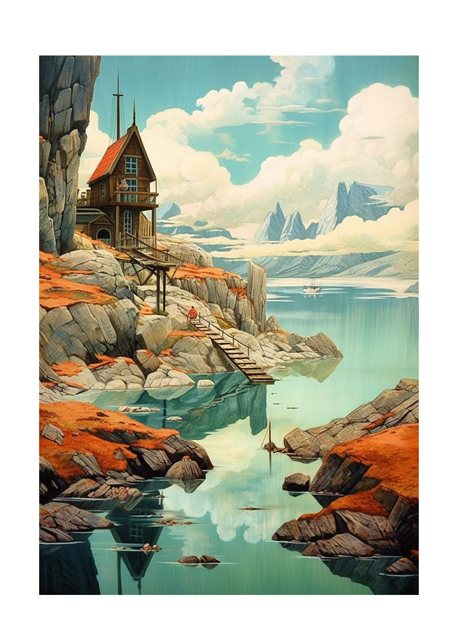 ハイキングの景色のアートポスター原画のみ