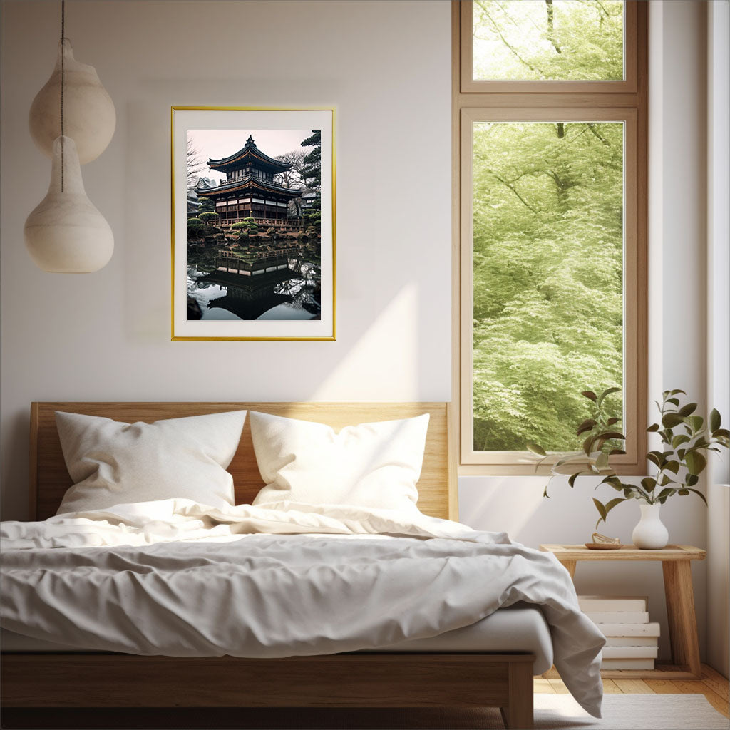 和風の建物のアートポスター寝室配置イメージ