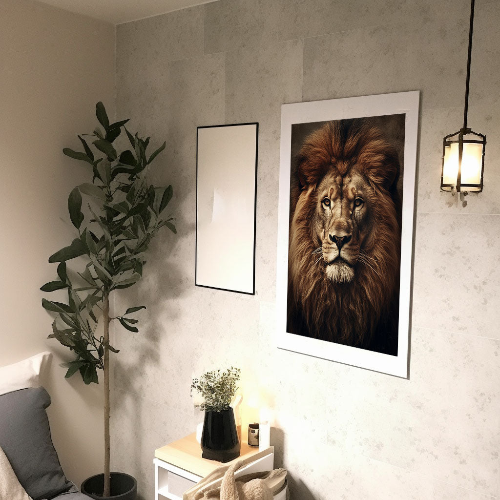 マジェスティックライオンのアートポスター廊下配置イメージ