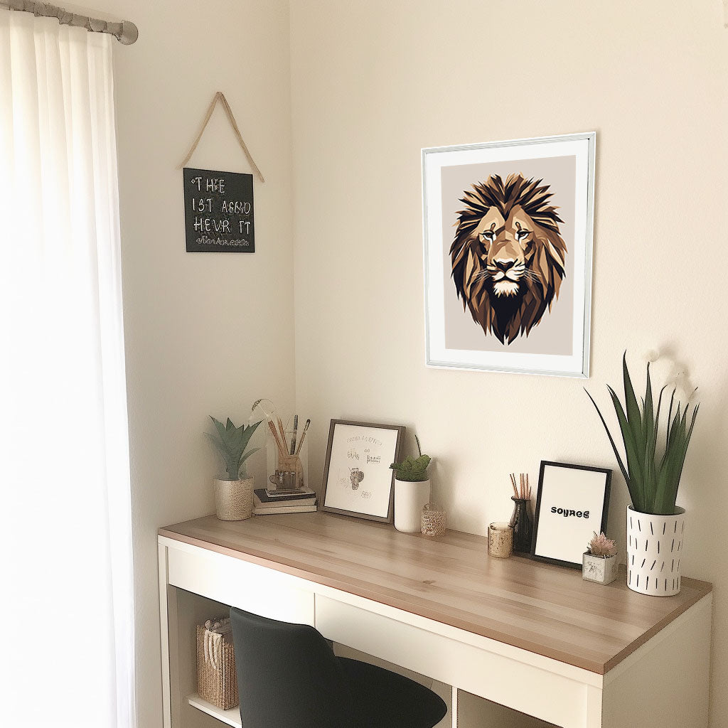 マジェスティックライオンのアートポスター机配置イメージ