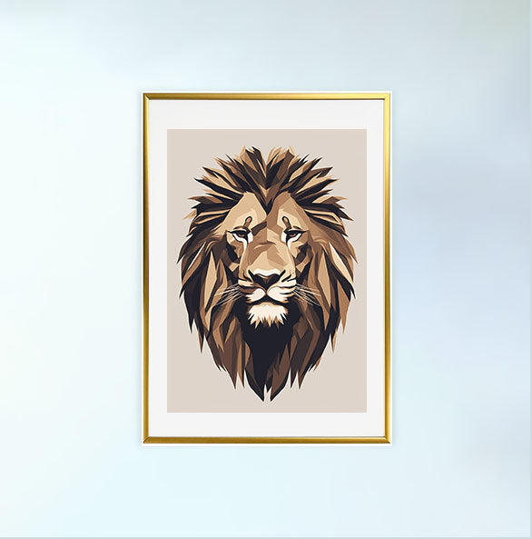 マジェスティックライオンのアートポスター金フレームあり