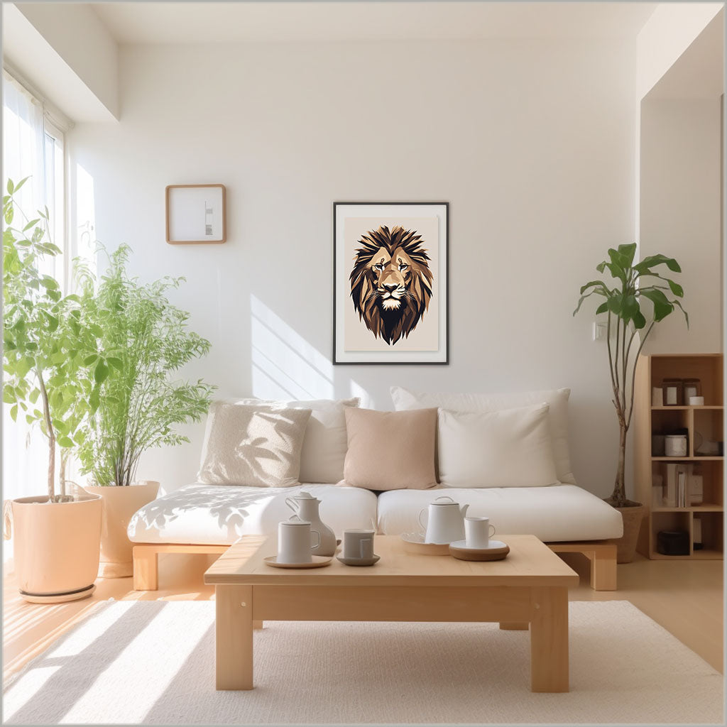 マジェスティックライオンのアートポスターリビング配置イメージ