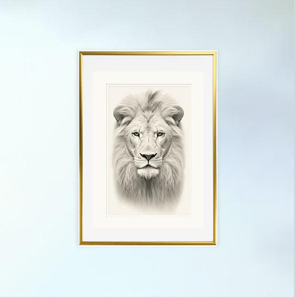 マジェスティックライオンのアートポスター金フレームあり