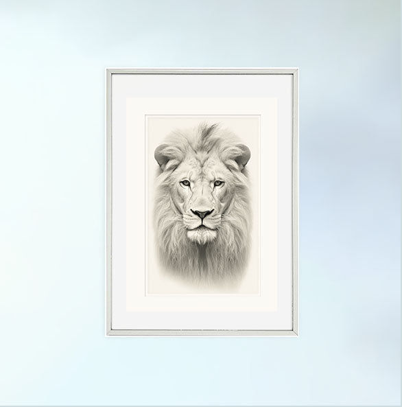 マジェスティックライオンのアートポスター銀フレームあり