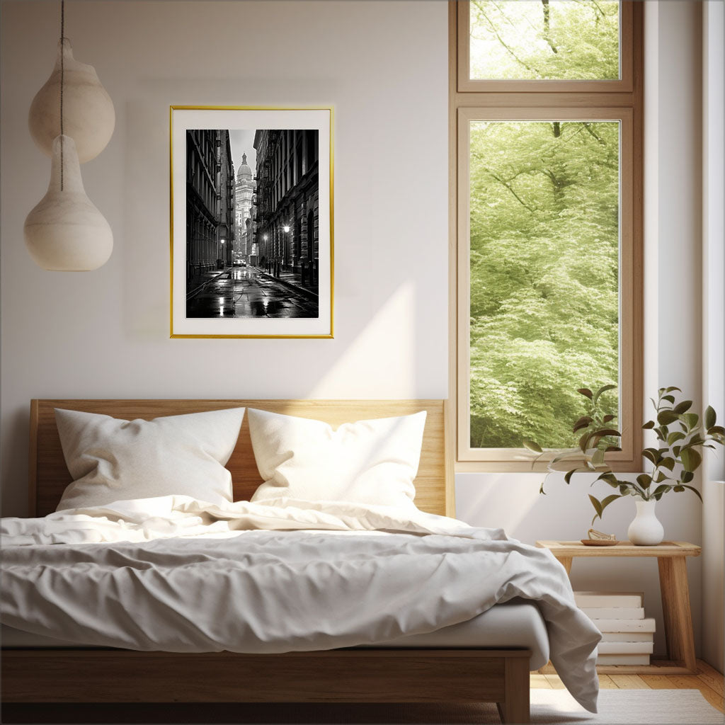 マンハッタンの街並みのアートポスター寝室配置イメージ