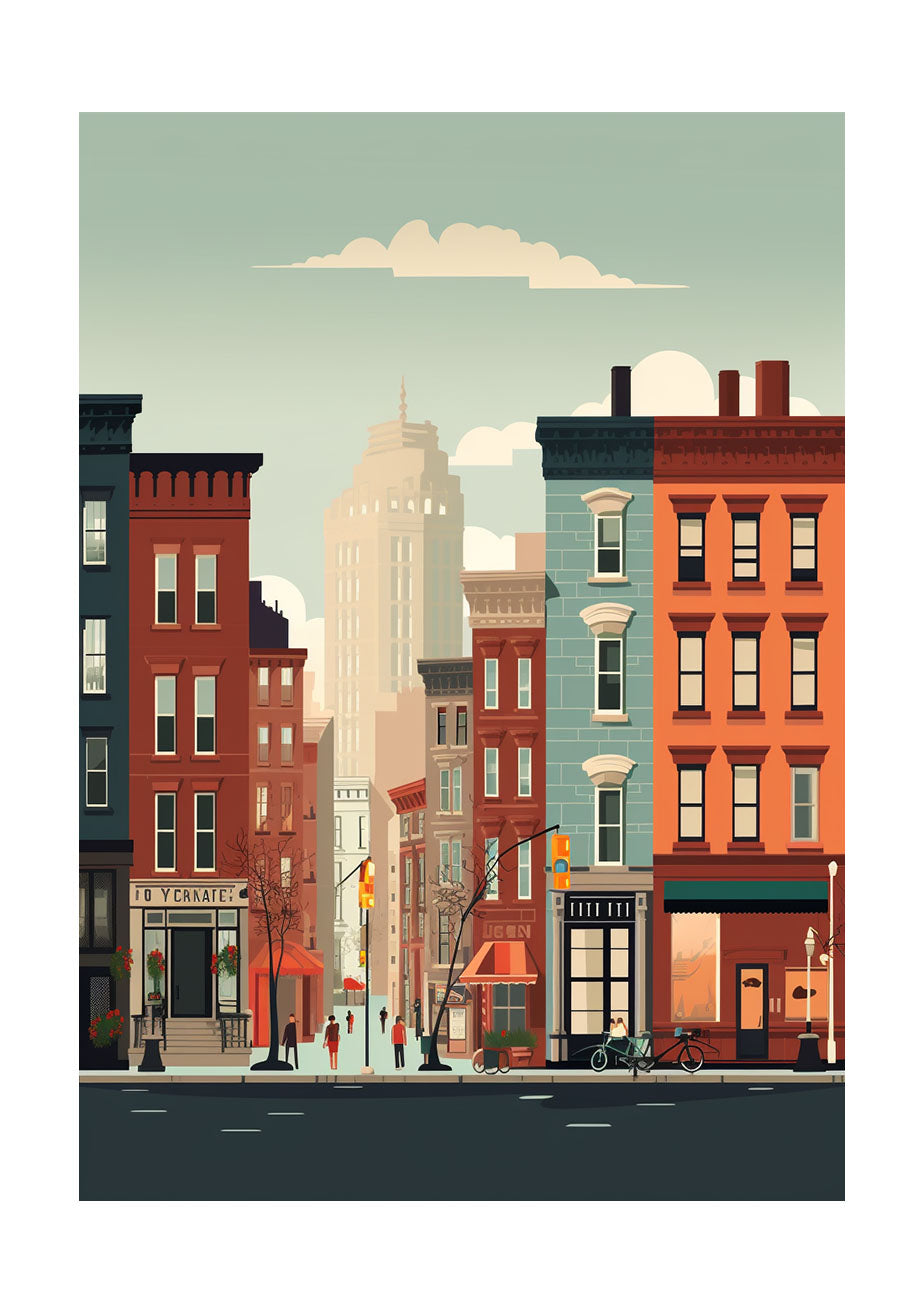 マンハッタンの街並みのアートポスター原画のみ
