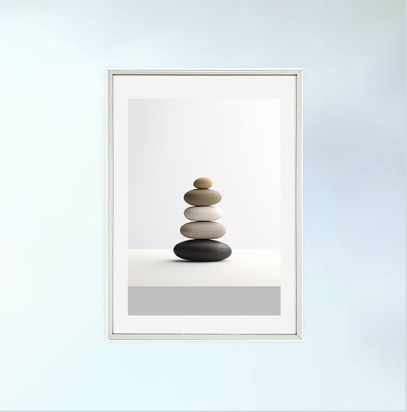 瞑想用禅ストーンズのアートポスター銀フレームあり