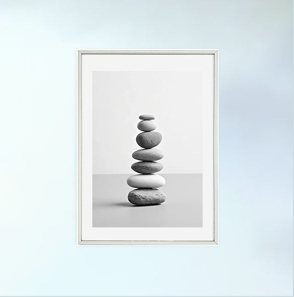 瞑想用禅ストーンズのアートポスター銀フレームあり