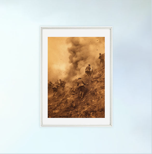軍隊のシーンのアートポスター白フレームあり