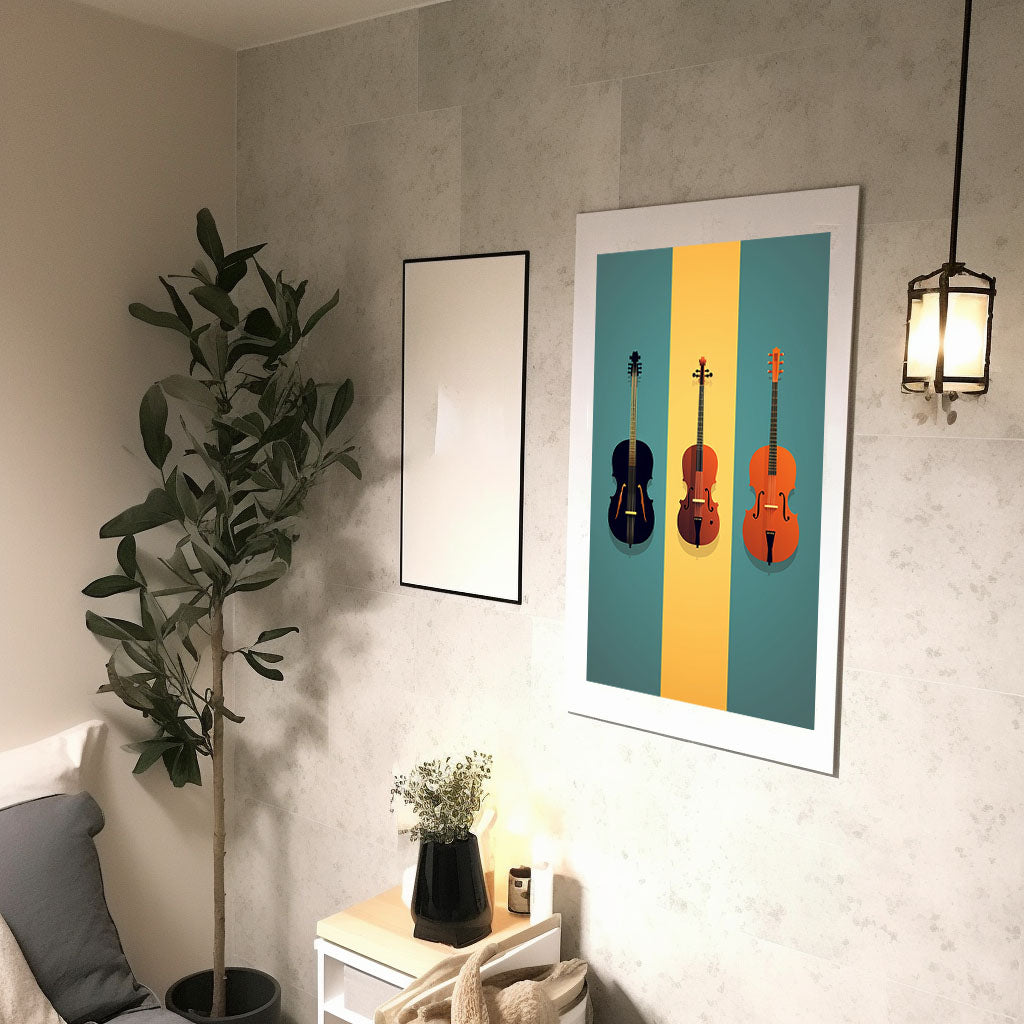 音楽の楽器のアートポスター廊下配置イメージ