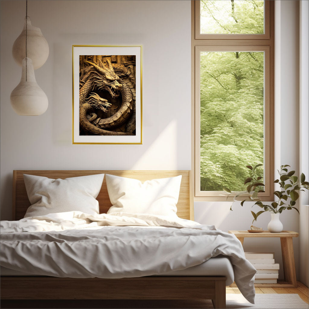 ミスティカルドラゴンのアートポスター寝室配置イメージ