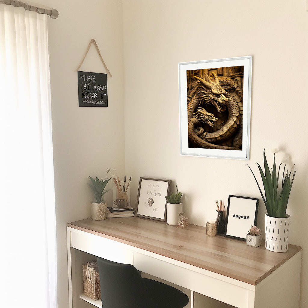 ミスティカルドラゴンのアートポスター机配置イメージ