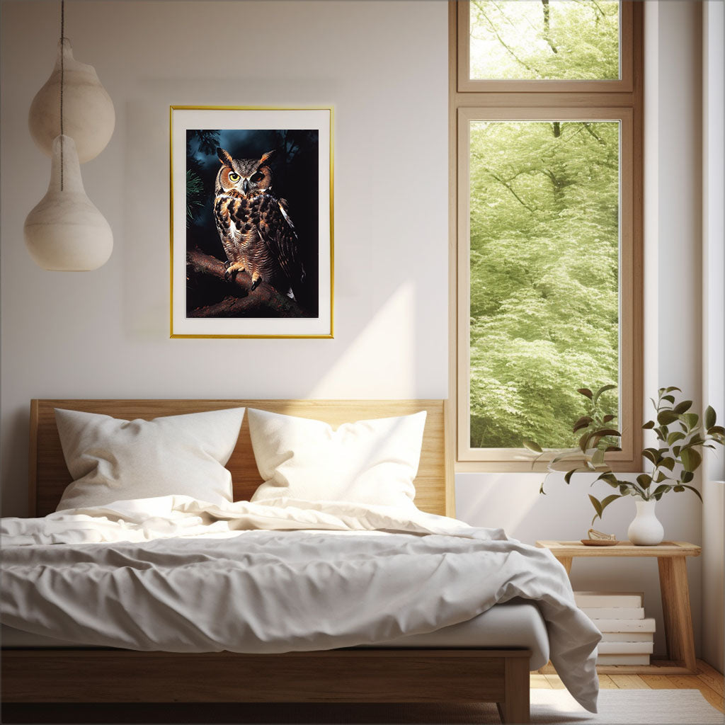 ミステリアスオウルのアートポスター寝室配置イメージ