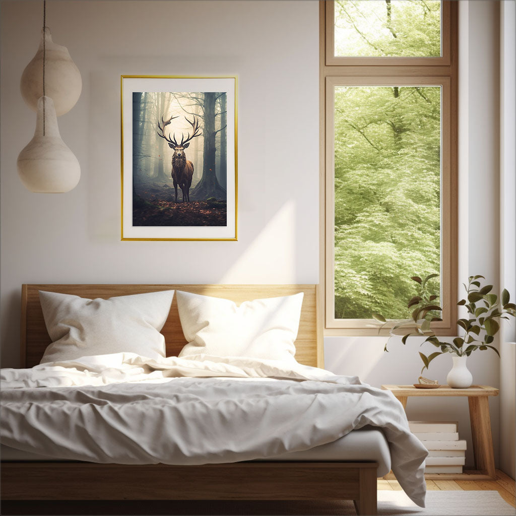 ノーブルスタッグのアートポスター寝室配置イメージ