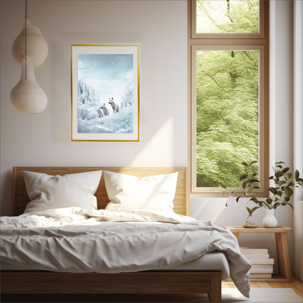 原始的な北極圏のオオカミのアートポスター寝室配置イメージ