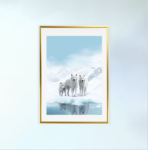 原始的な北極圏のオオカミのアートポスター金フレームあり