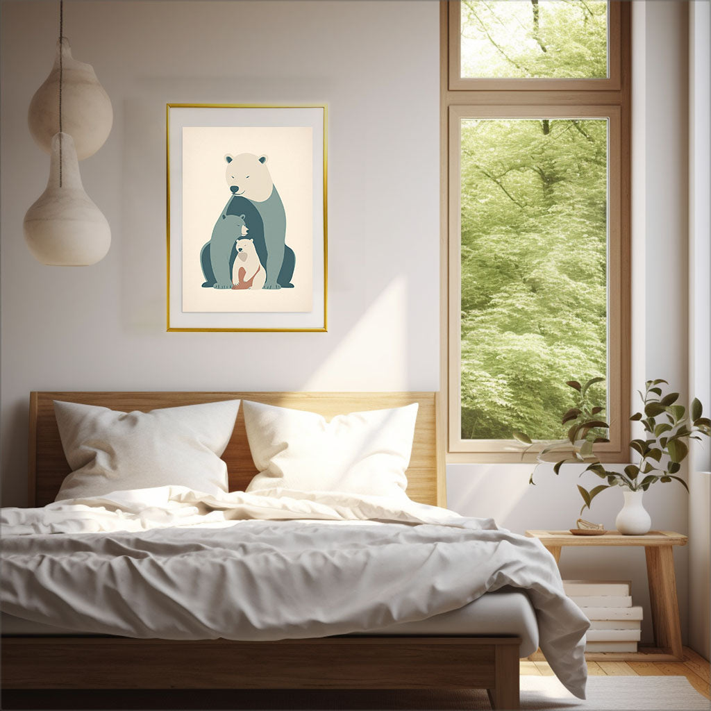 保護者であるマザーベアのアートポスター寝室配置イメージ
