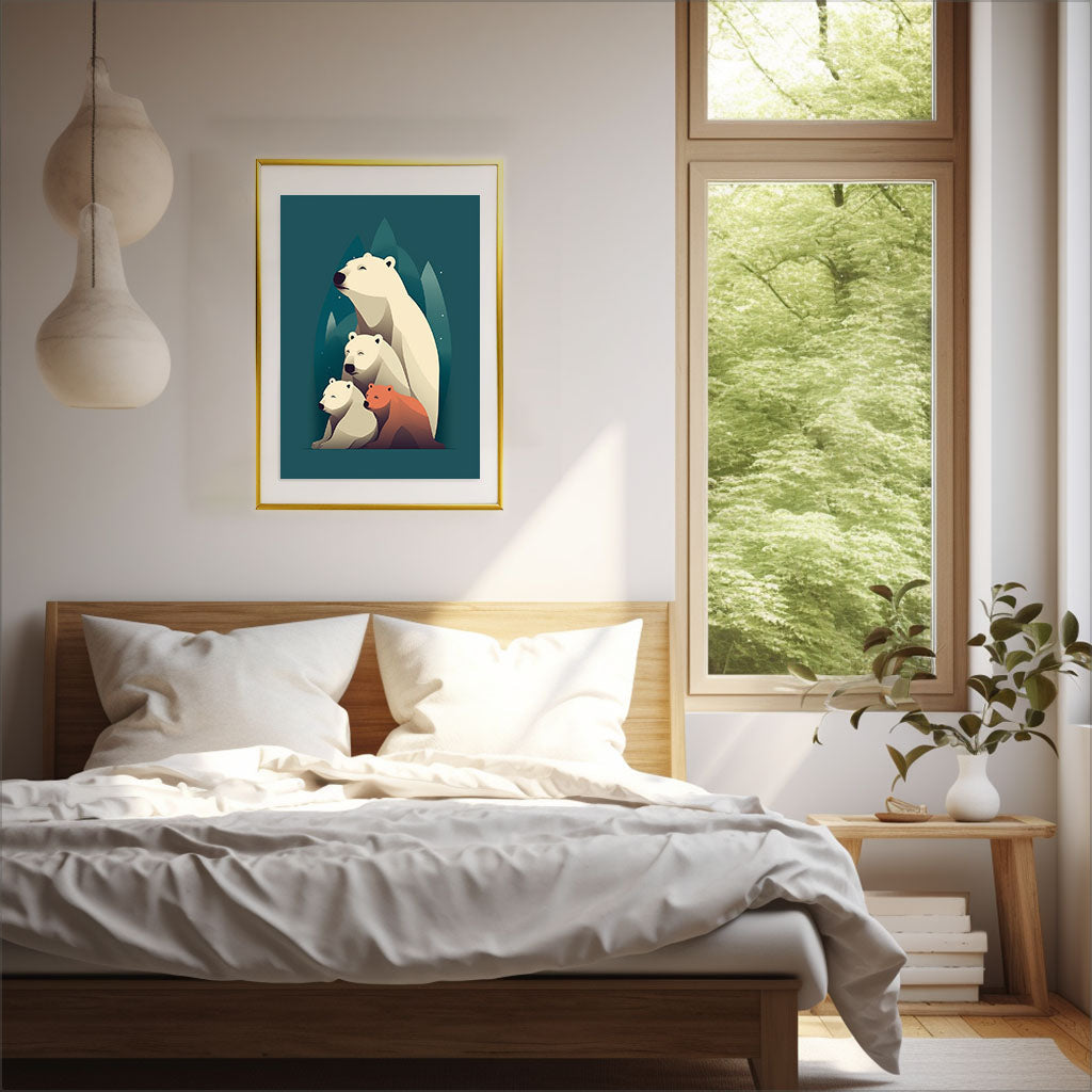保護者であるマザーベアのアートポスター寝室配置イメージ