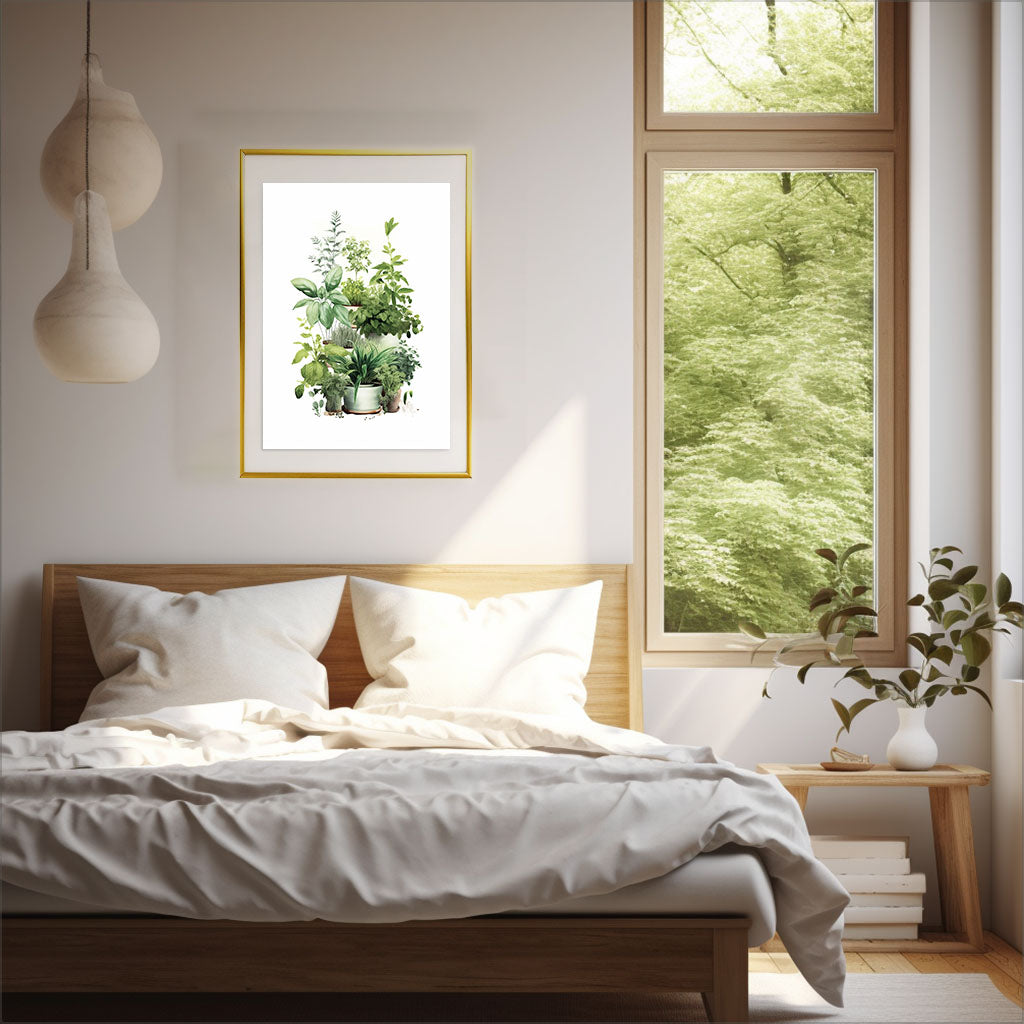 ラスティックハーブガーデンのアートポスター寝室配置イメージ