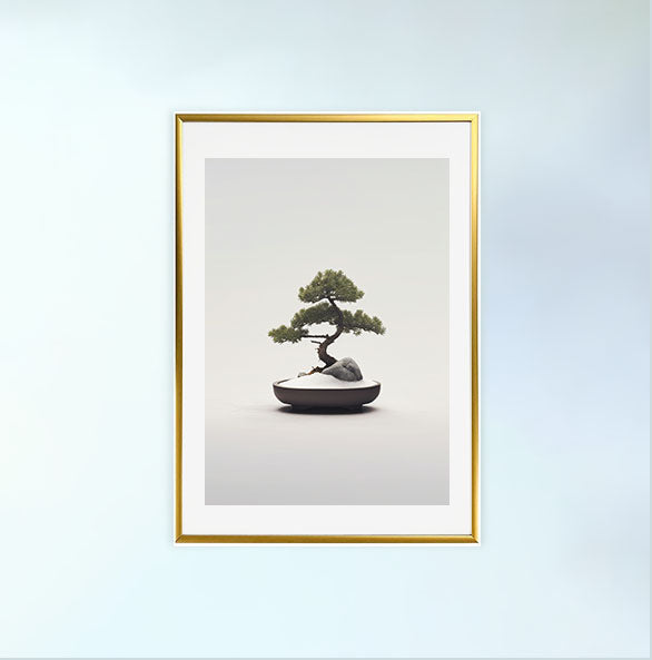 セレーネ盆栽のアートポスター金フレームあり