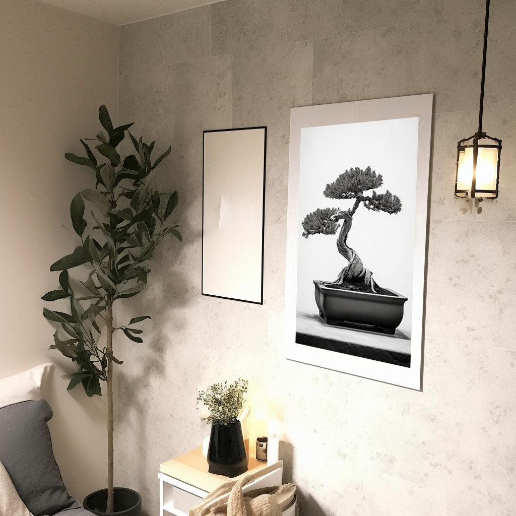 セレーネ盆栽のアートポスター廊下配置イメージ