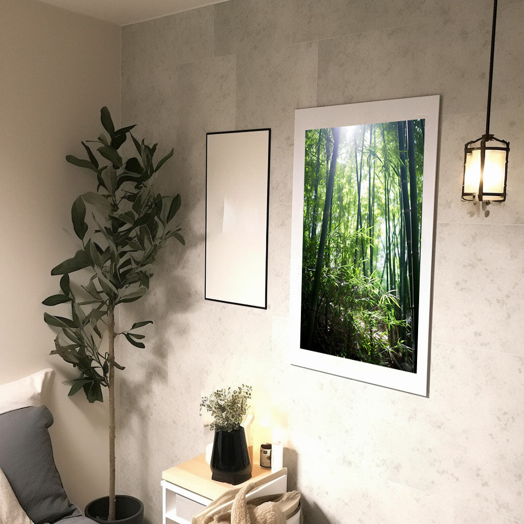 静かな竹林のアートポスター廊下配置イメージ