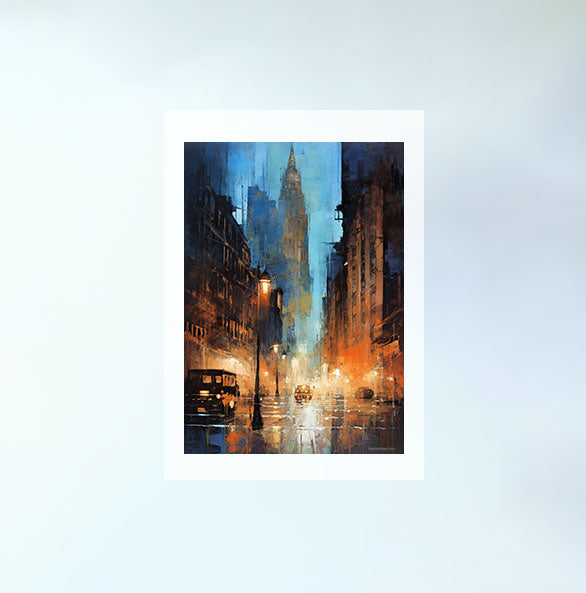 都市の夜景のアートポスター原画のみ設置イメージ