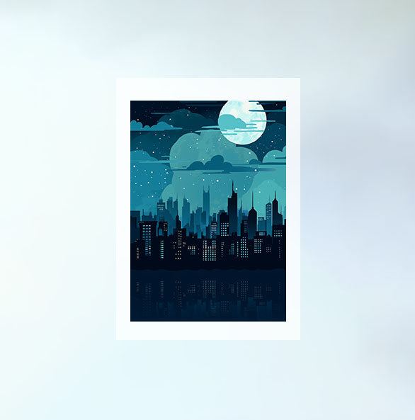 都市の夜景のアートポスター原画のみ設置イメージ
