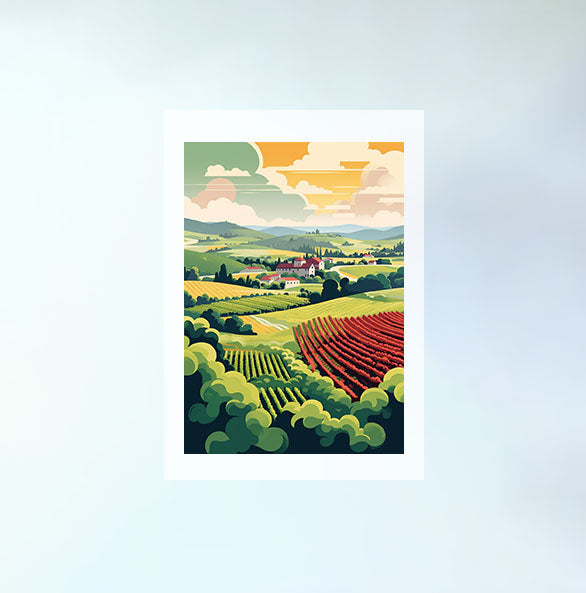 ボルドーのワイン畑のアートポスター原画のみ設置イメージ