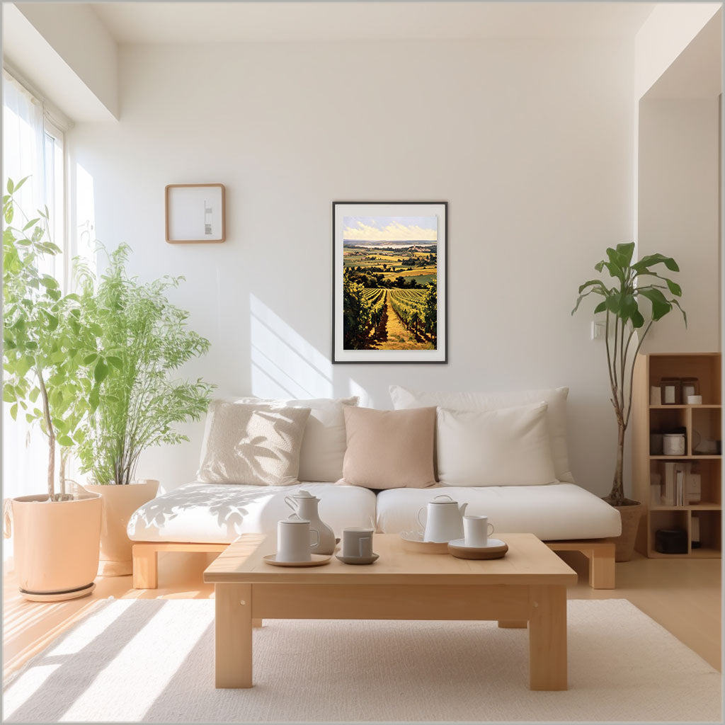 ボルドーのワイン畑のアートポスター