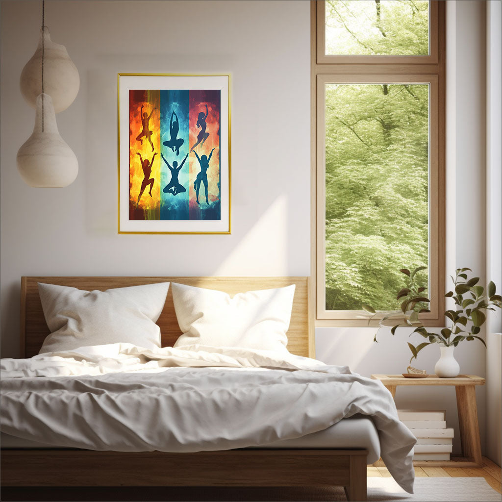 ヨガポーズのアートポスター寝室配置イメージ