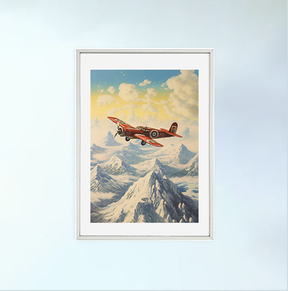 飛行機のアートポスター銀フレームあり