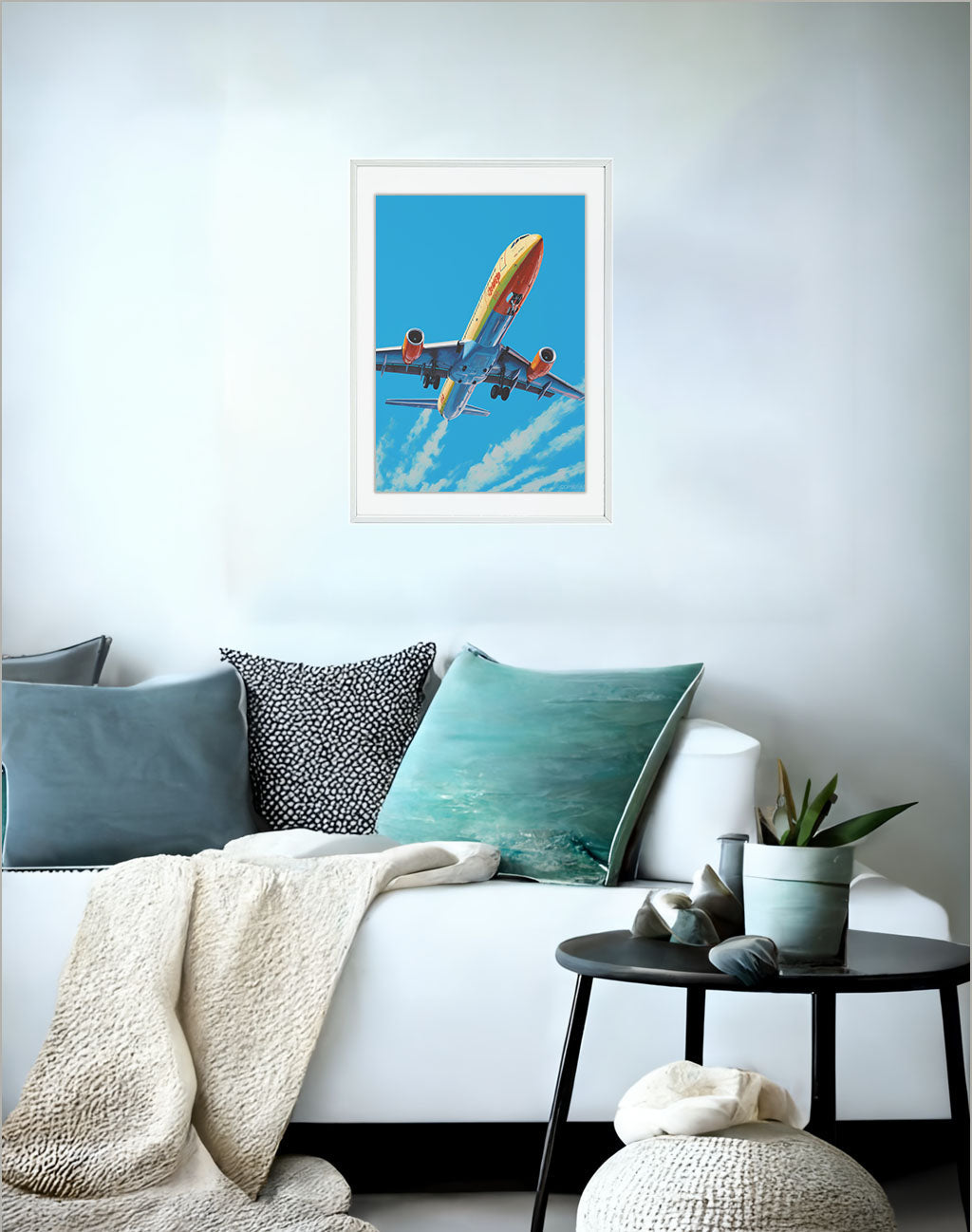 飛行機のアートポスターソファ配置イメージ