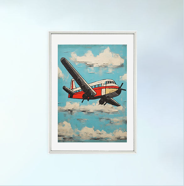 飛行機のアートポスター銀フレームあり