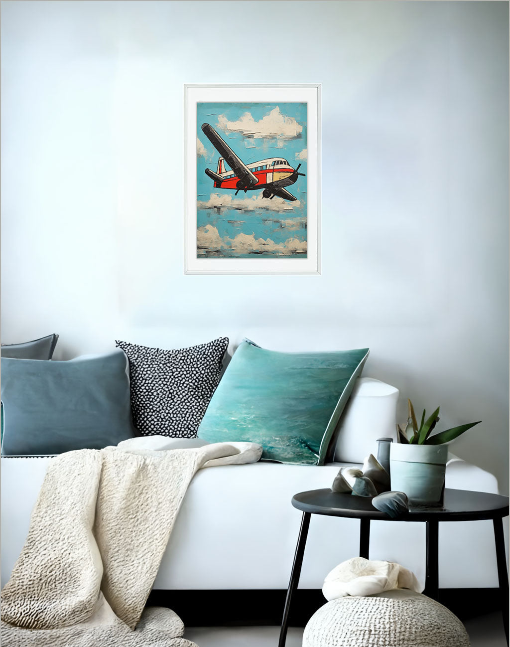 飛行機のアートポスターソファ配置イメージ
